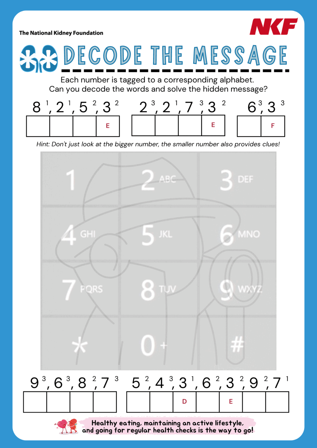Activity Sheets | The National Kidney Foundation (NKF) Singapore